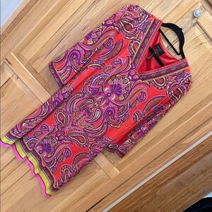 Laundry By Shelli Segal Red and Purple Paisley Dress